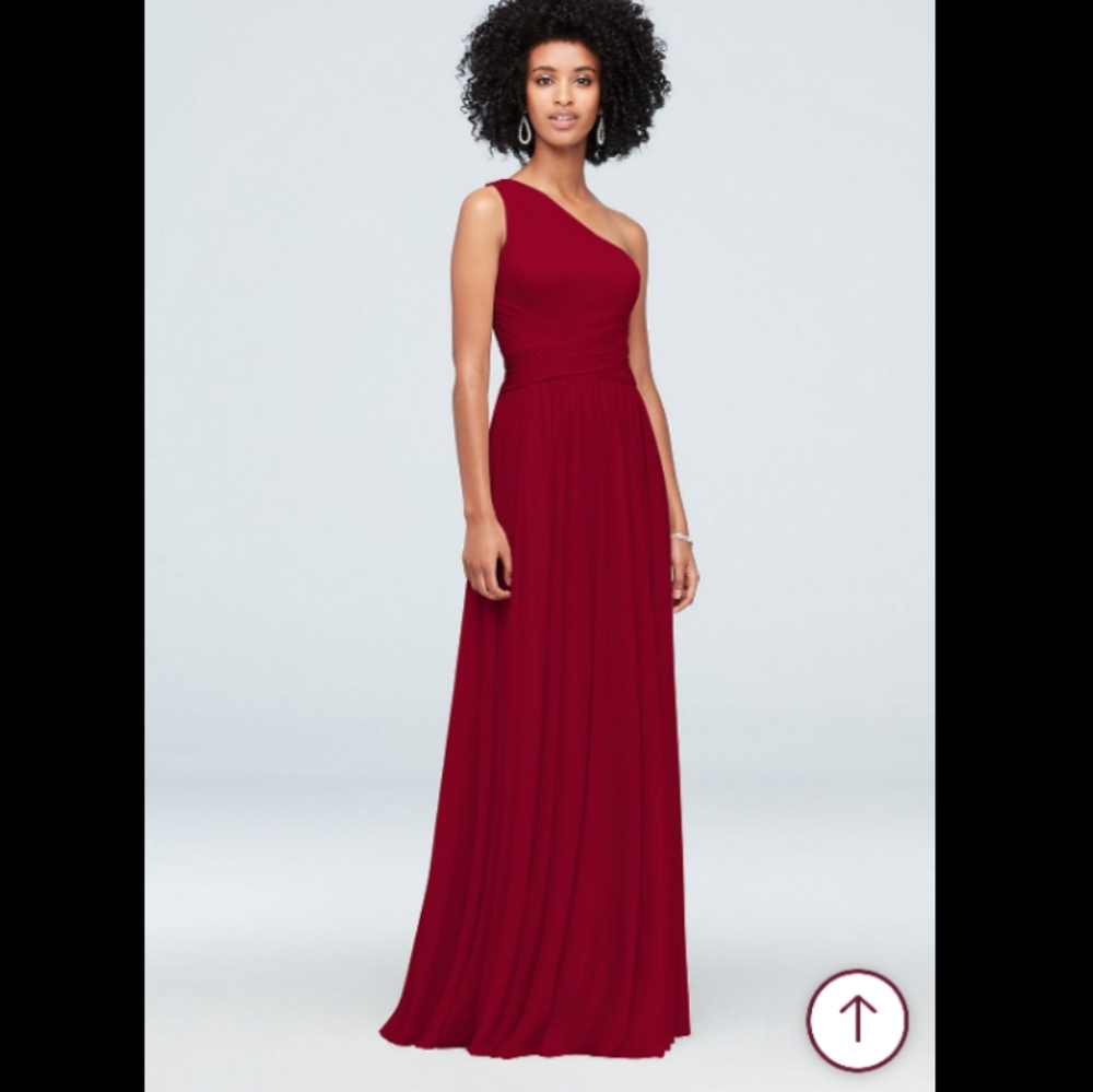 One-Shoulder Mesh Bridesmaid Dres